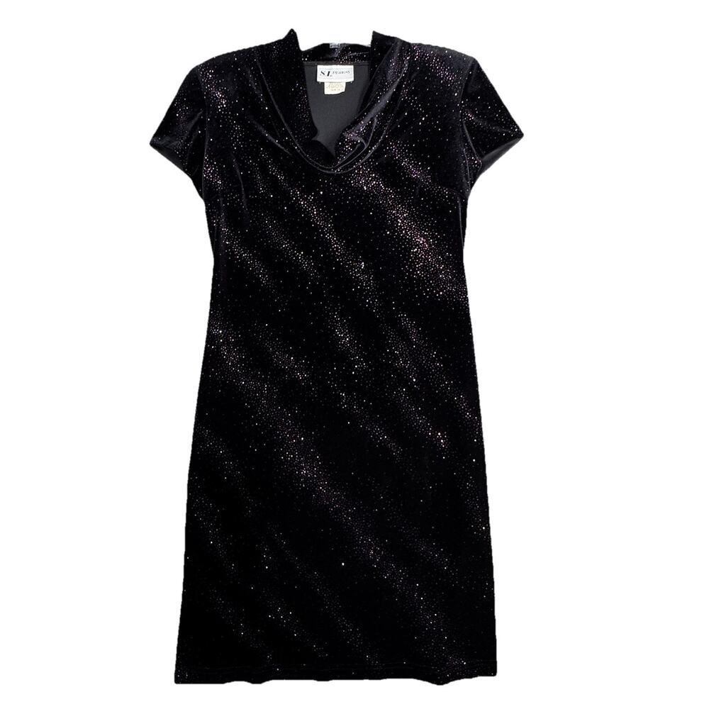 SL Fashions Dress Womens 10 Black‎ Shimmer Crush Velvet Mini Party Formal Y2K